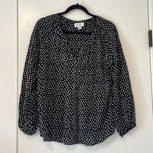 Black and White Polka Dot Velvet Brant Blouse